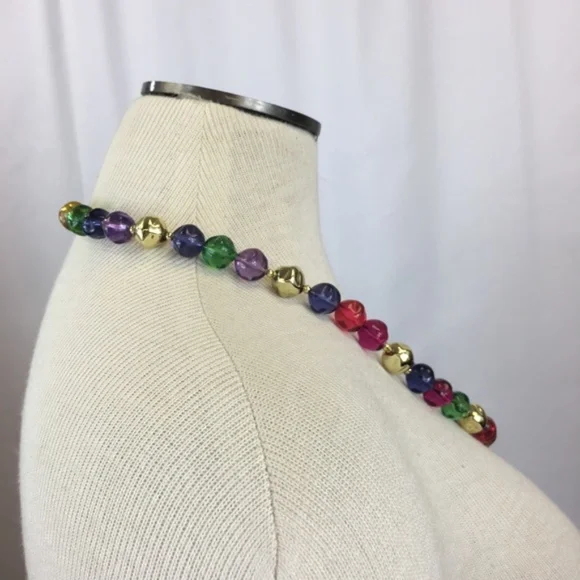 Vintage Rainbow & Gold Bead Necklace - Picture 5 of 6